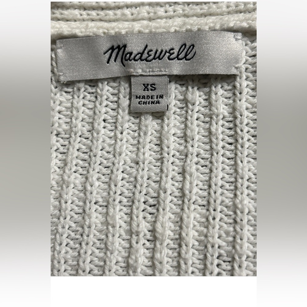 Madewell V-Neck Button-Front Long Cardigan Sweater Navy & White Striped Sz XS - Picture 10 of 13